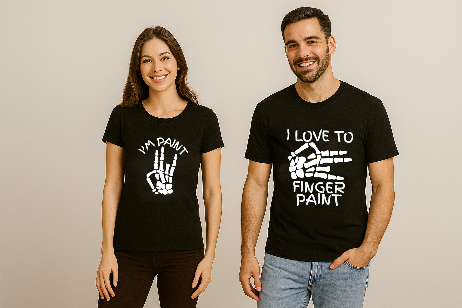 I Love To Finger Paint Couple T Shirt