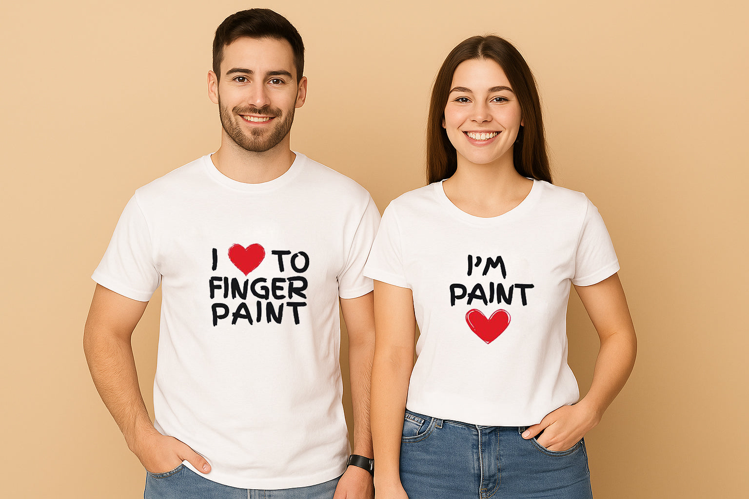 I Love To Finger Paint Font Couple T Shirt