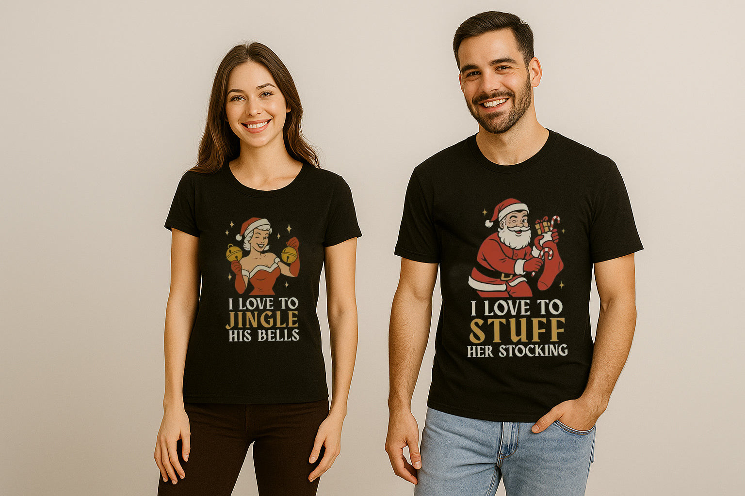I Love To Stuff Her Stocking Santa Couple T Shirt