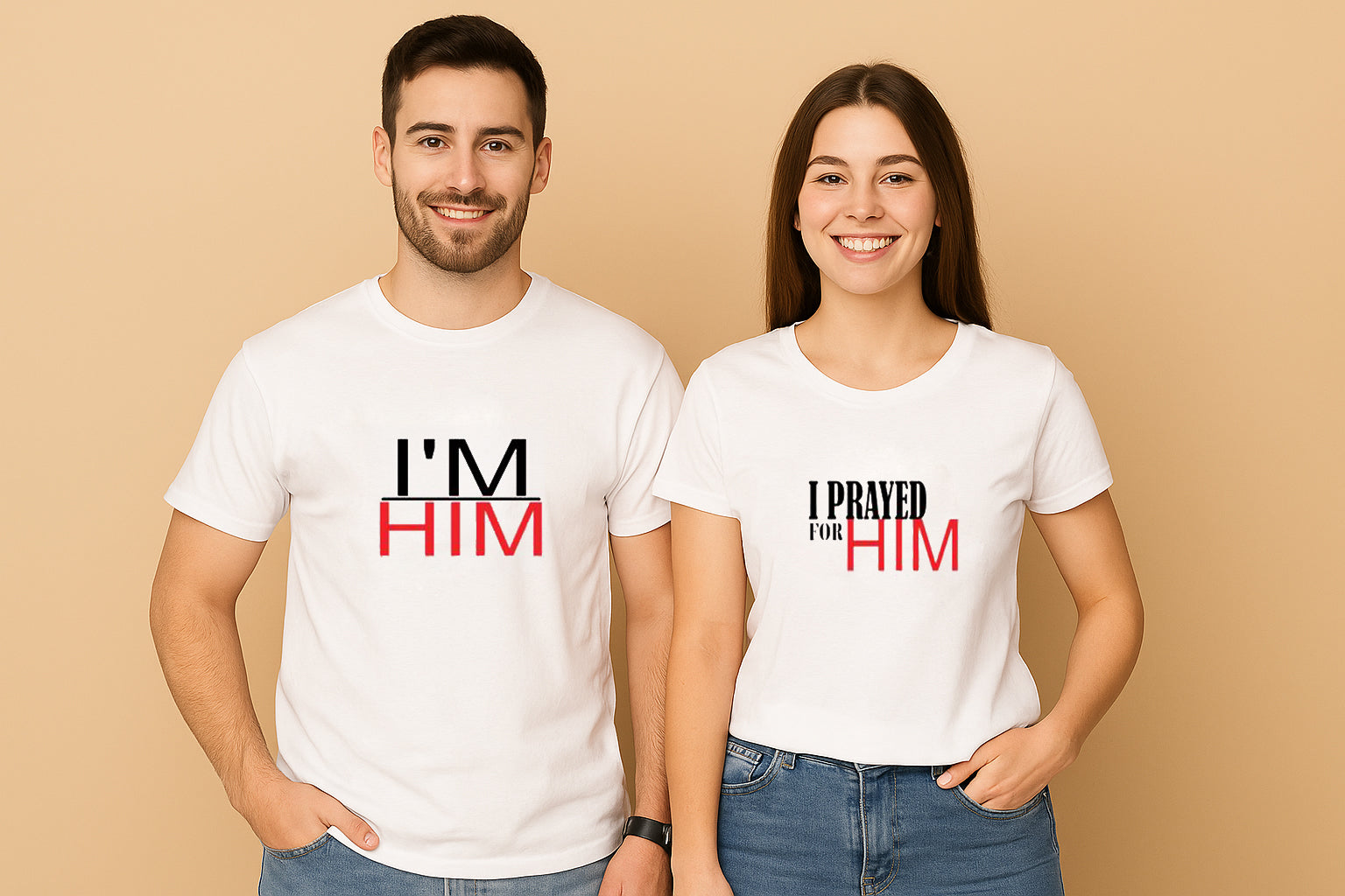 I Prayed for Him Im Him Couple T-shirt
