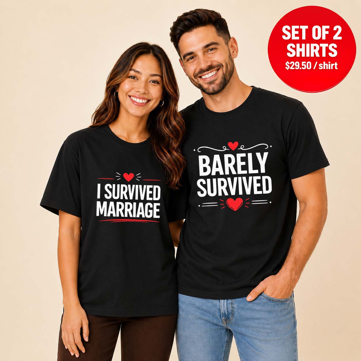 I Survived Marriage Barely Survived Couple Matching T-Shirts