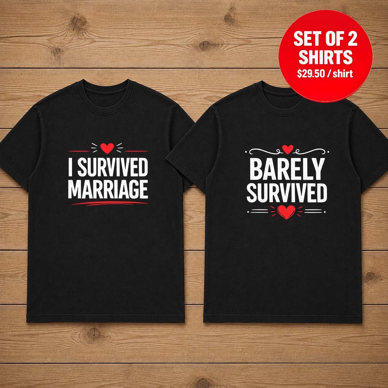 I Survived Marriage Barely Survived Couple Matching T-Shirts