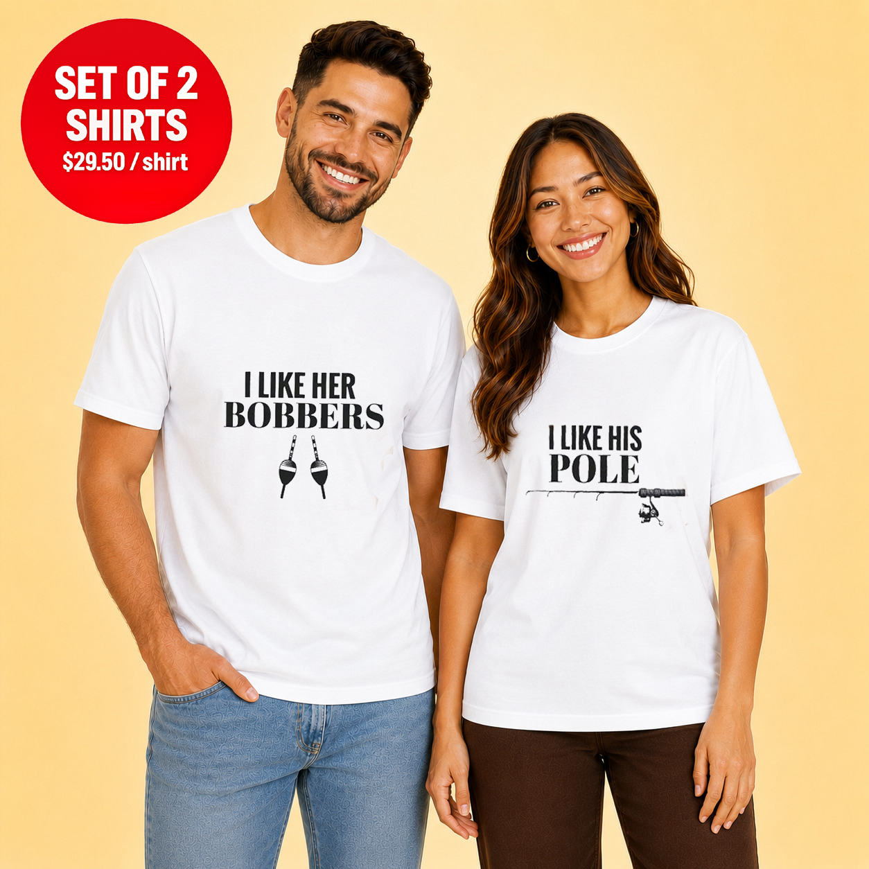 I Like Her Bobbers I Like His Pole Couple T Shirt