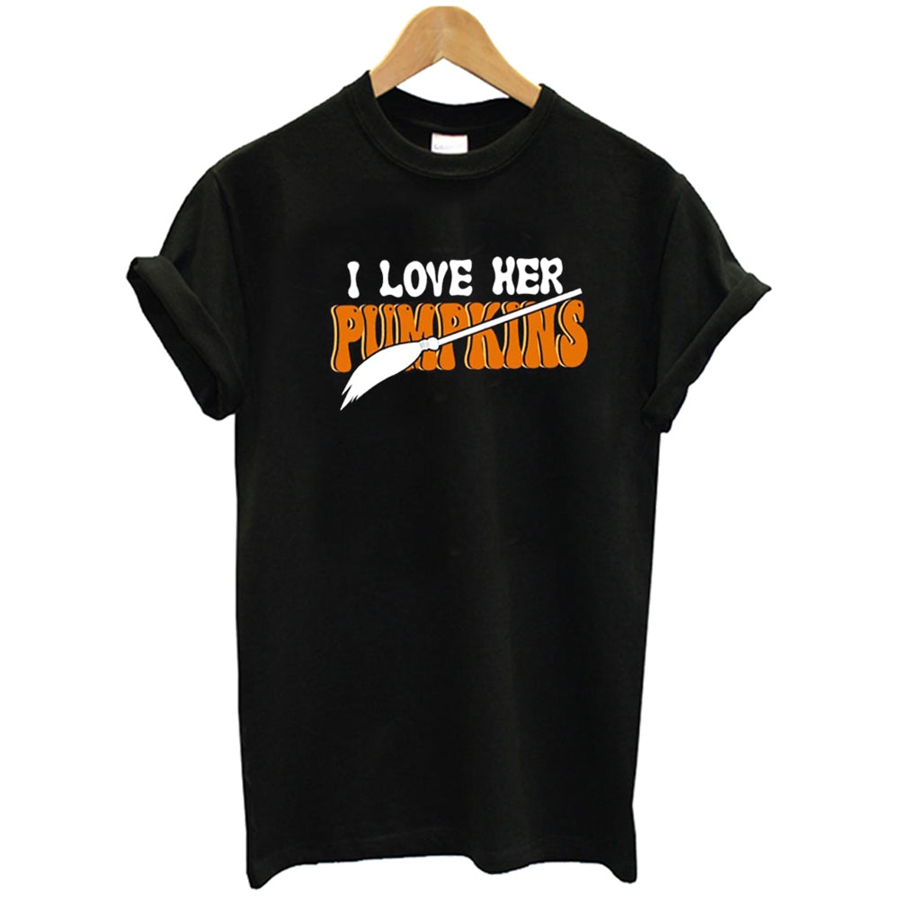 I Love His Broom Stick I Love Her Pumpkins, Halloween Couple T-Shirts