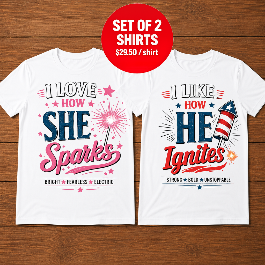 I Love How She Sparks Couple T-Shirt