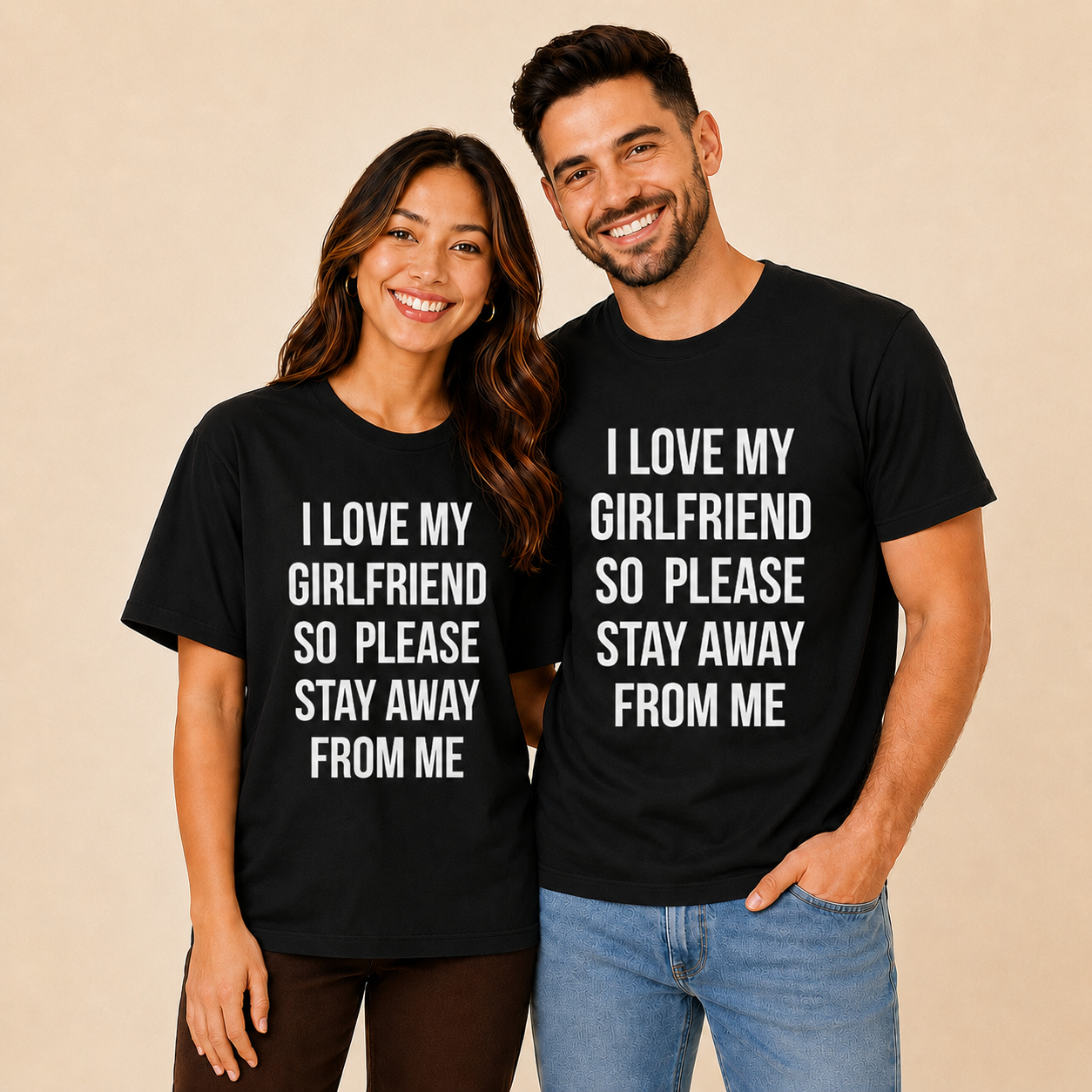 I Love My Girlfriend So Please Stay Away From Me Couple T Shirt