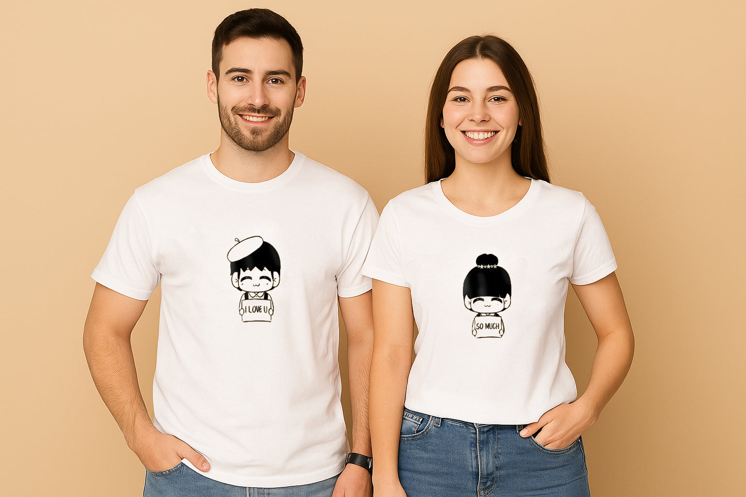 I Love You So Much Chibi Couple T Shirt