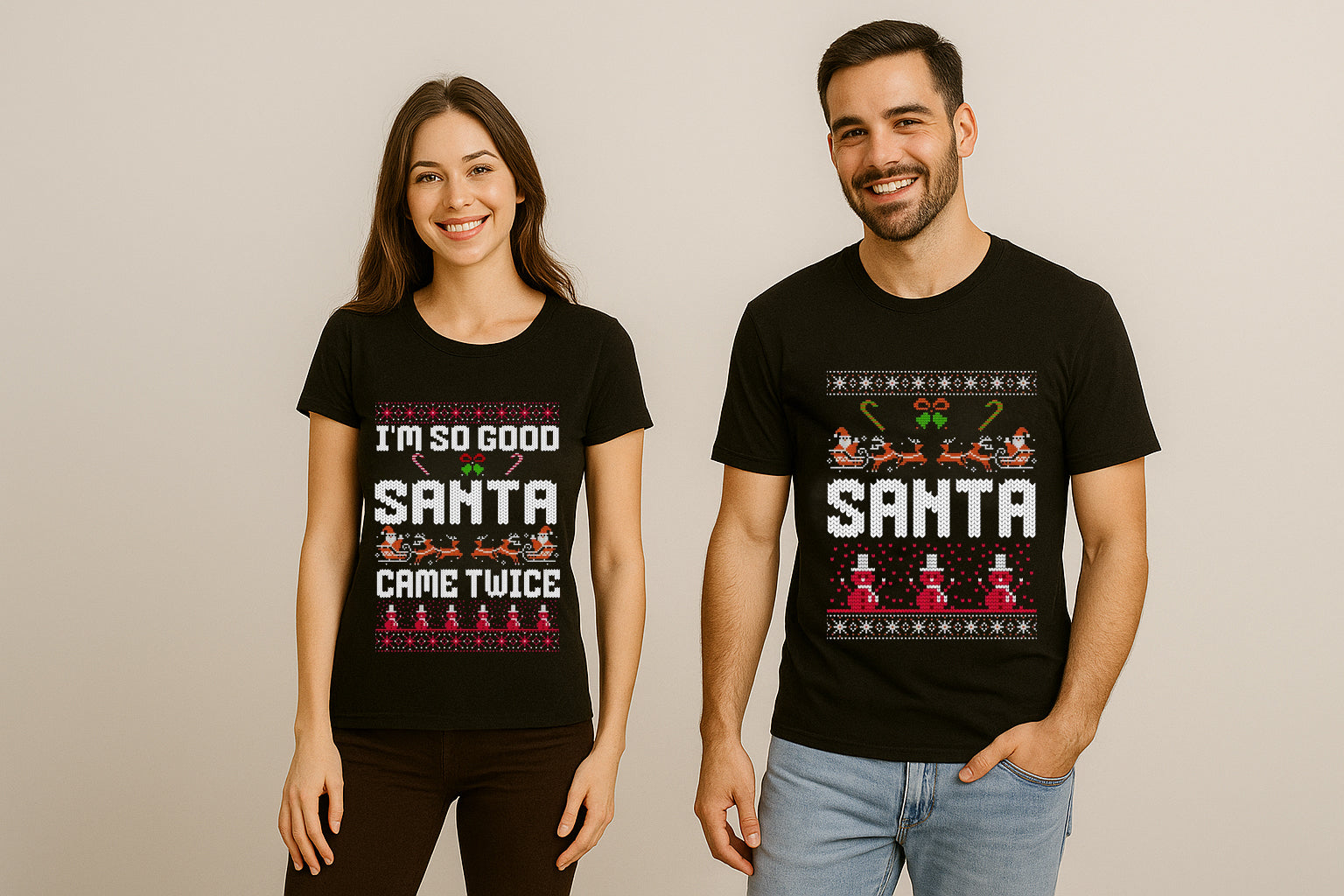 I'm So Good Santa Came Twice Santa Couple T Shirt