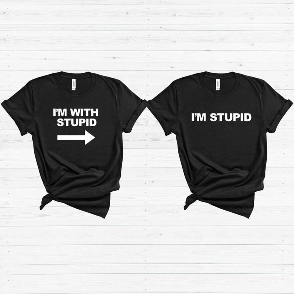 I'm With Stupid Shirt, Best Friend Matching Couple T-Shirt