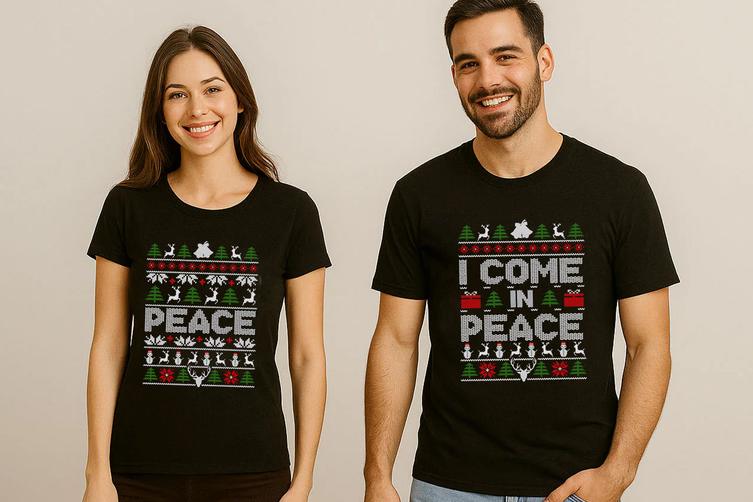 I come in peace couple t-shirt