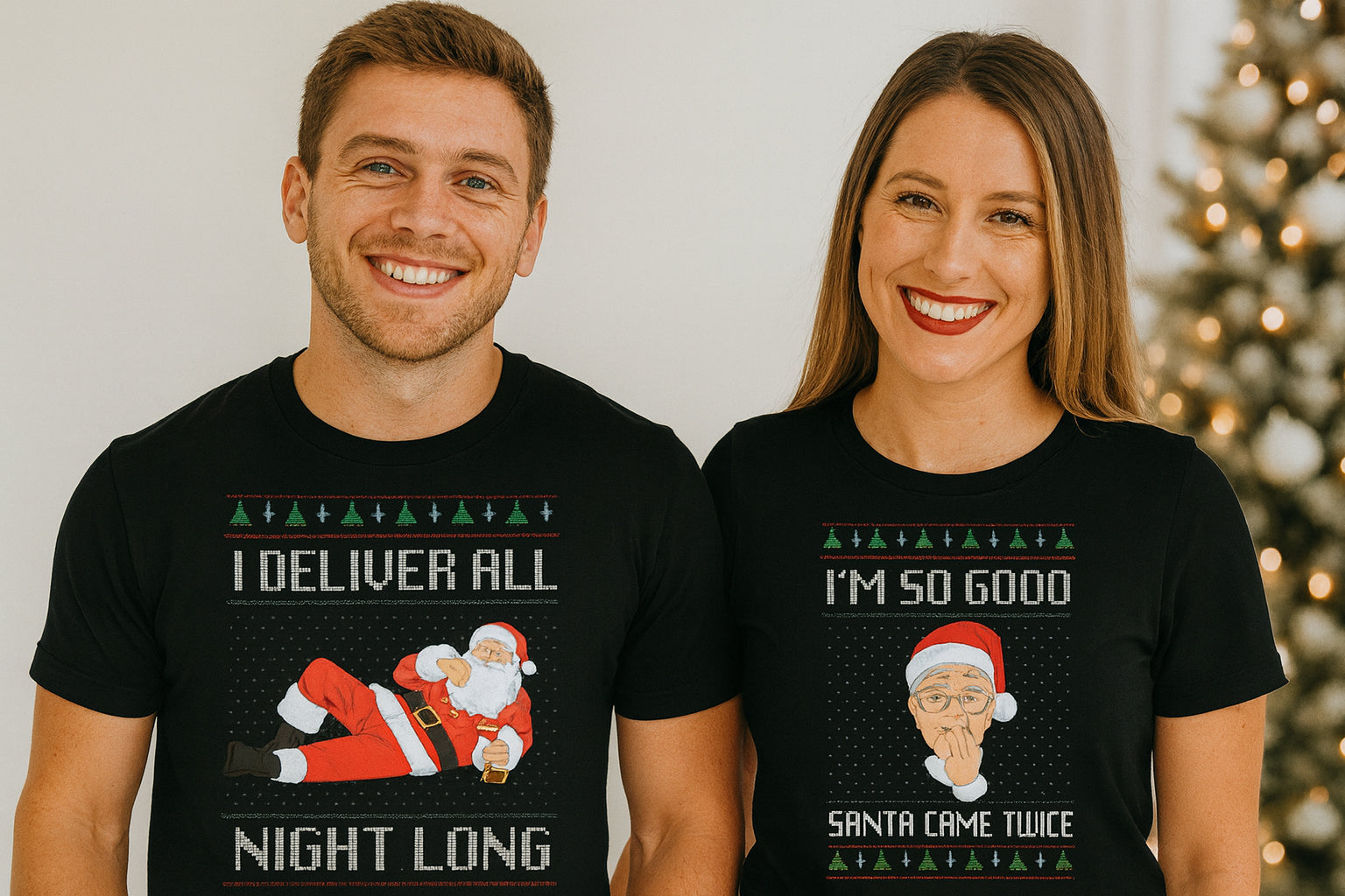 I deliver All night long, I'm so good santa came twice couple matching t-shirt