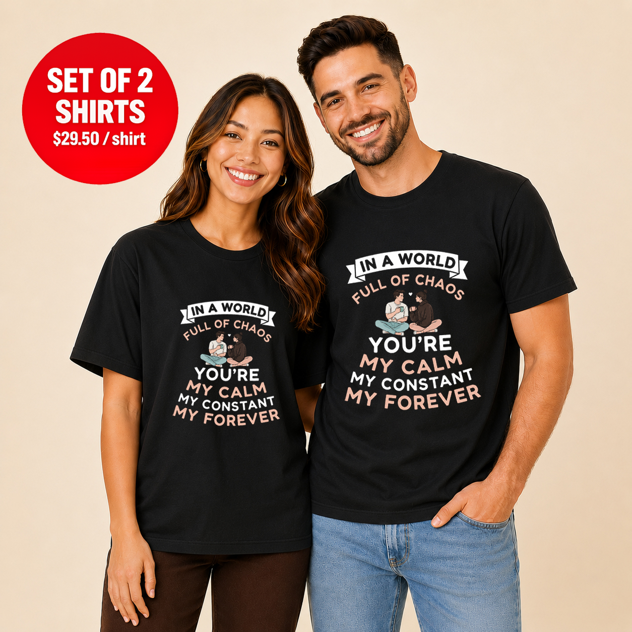 In A World Full Of Chaos Couple T Shirt