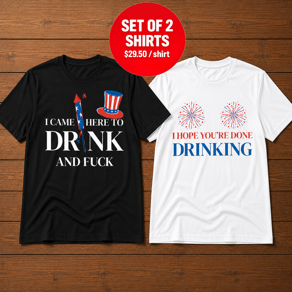 Inappropriate 4th of July Drinking Matching Couple T-Shirt