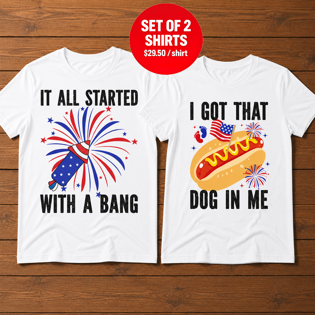 It All Started With A Bang 4th Of July Couple T-Shirt