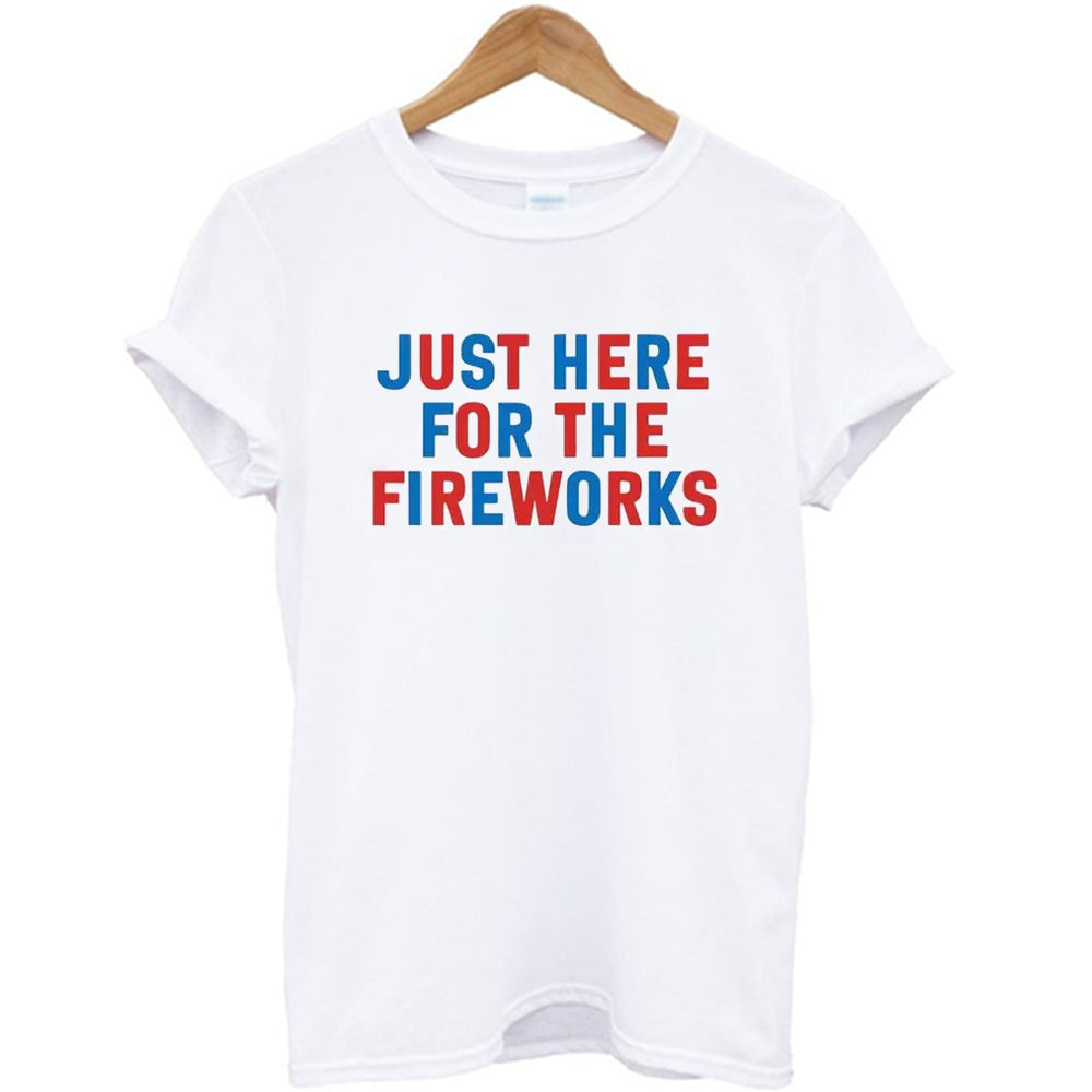 Just Here For The Fireworks 4th of July Matching Couple T-Shirt