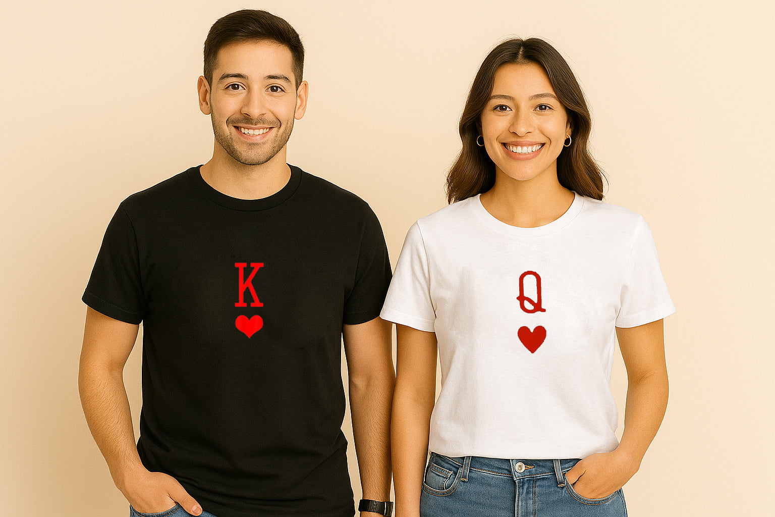 K And Q Hearts Couples T-Shirt