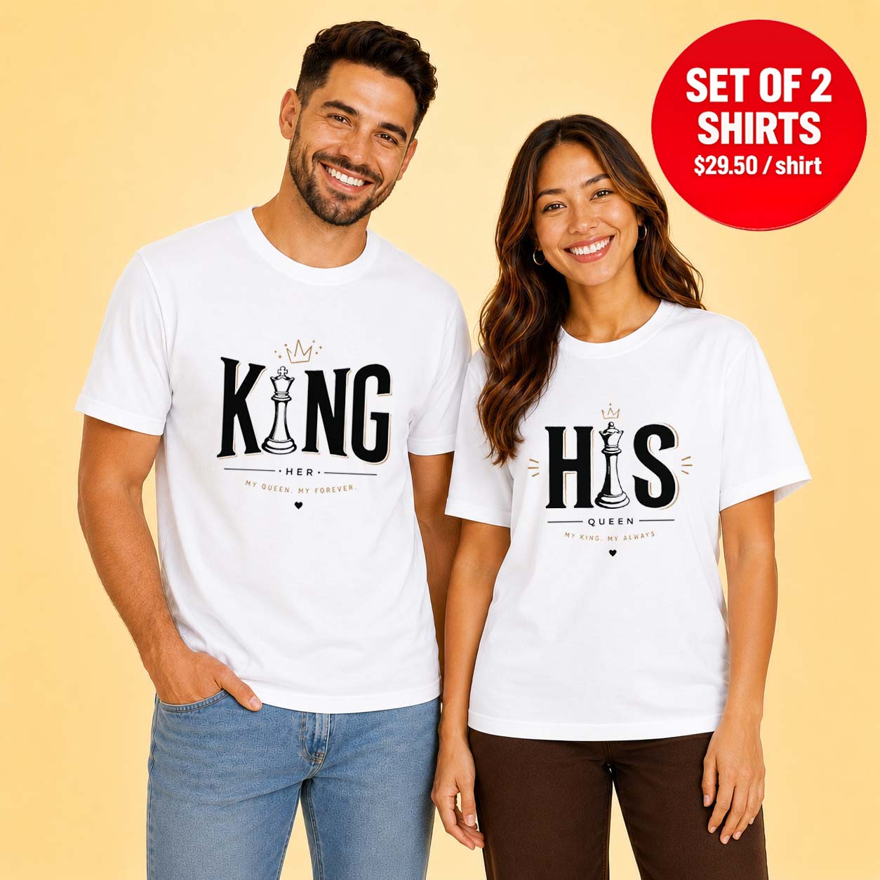 King Her My Queen My Forever His Queen My King My Always Couple T-Shirts