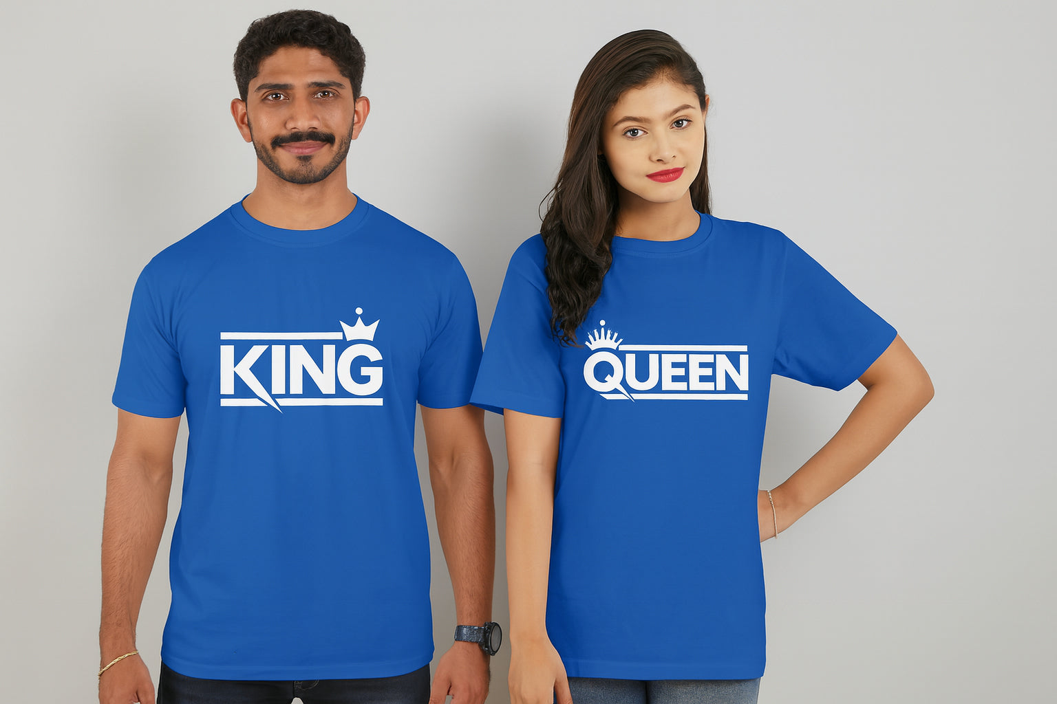 King Queen Couple Blue T-Shirt