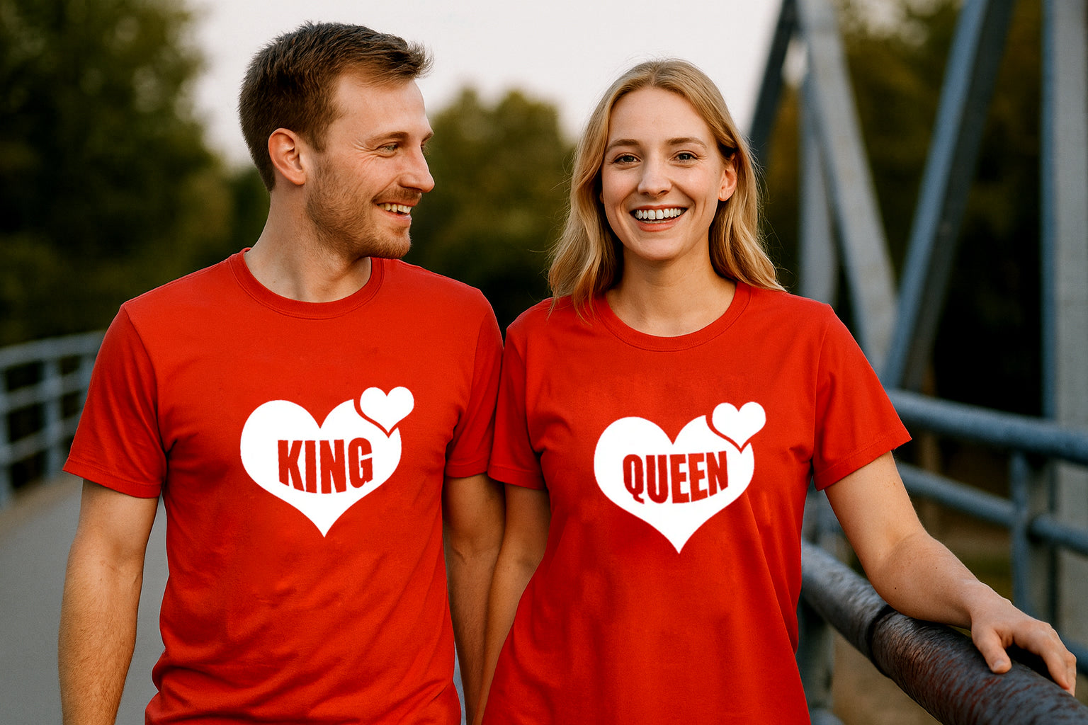 King Queen Heart Couple T-Shirt