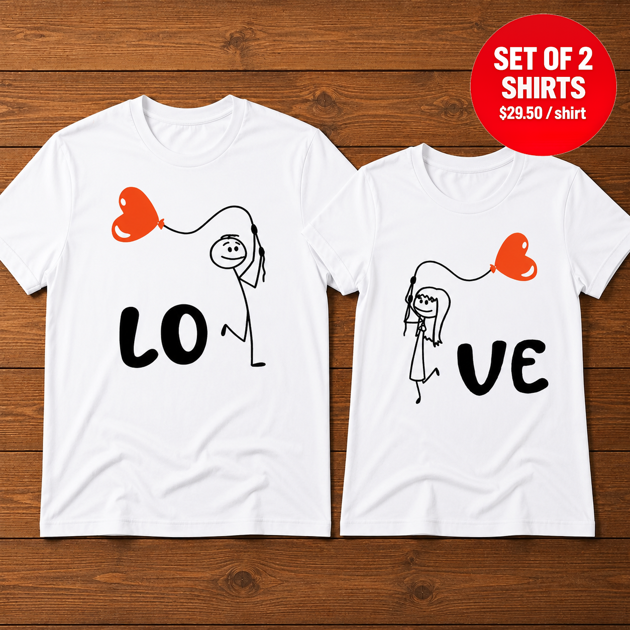 LOVE Balooaccccn Matching Couple T-Shirt