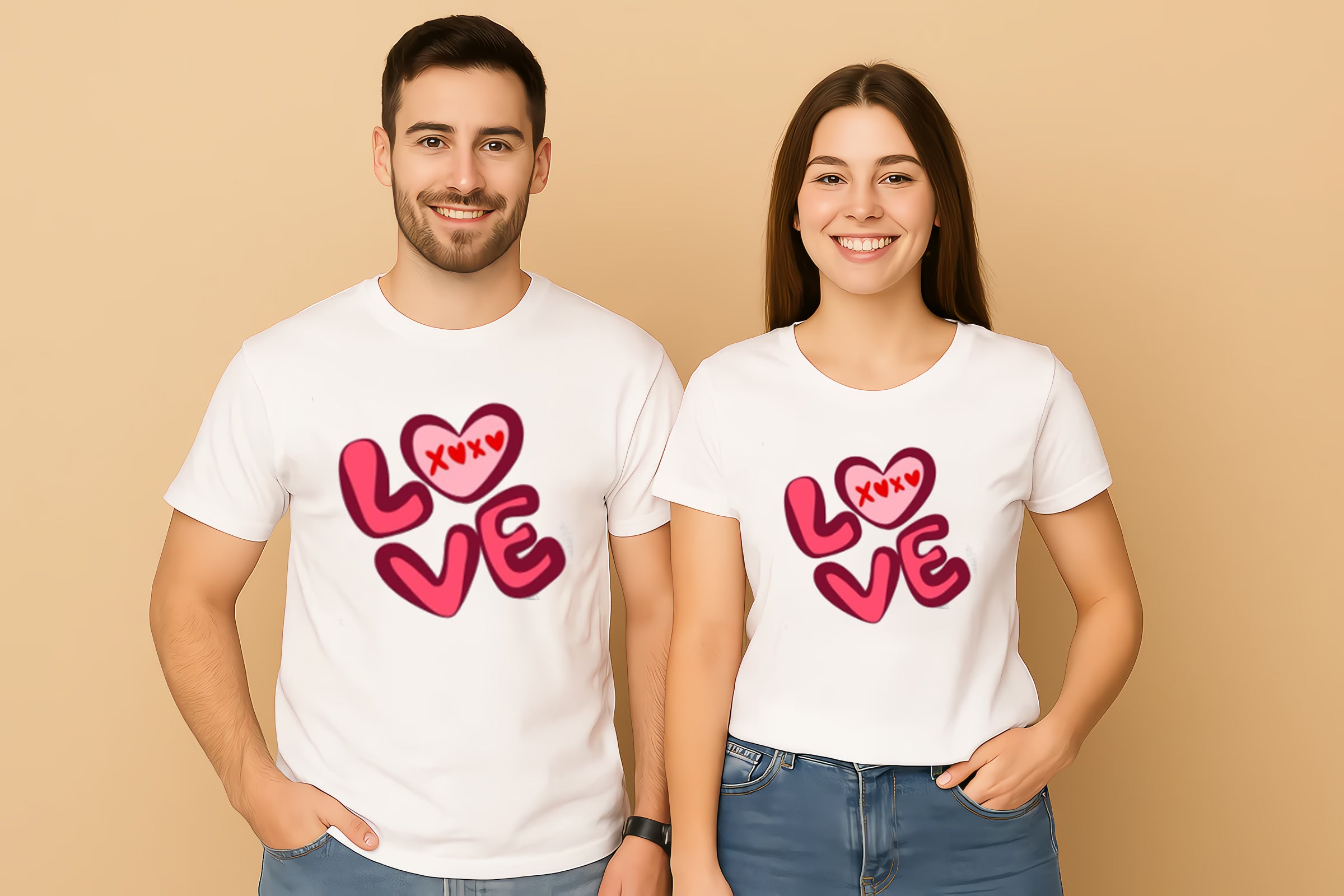 Love Heart XOXO Valentine Couple T-Shirt