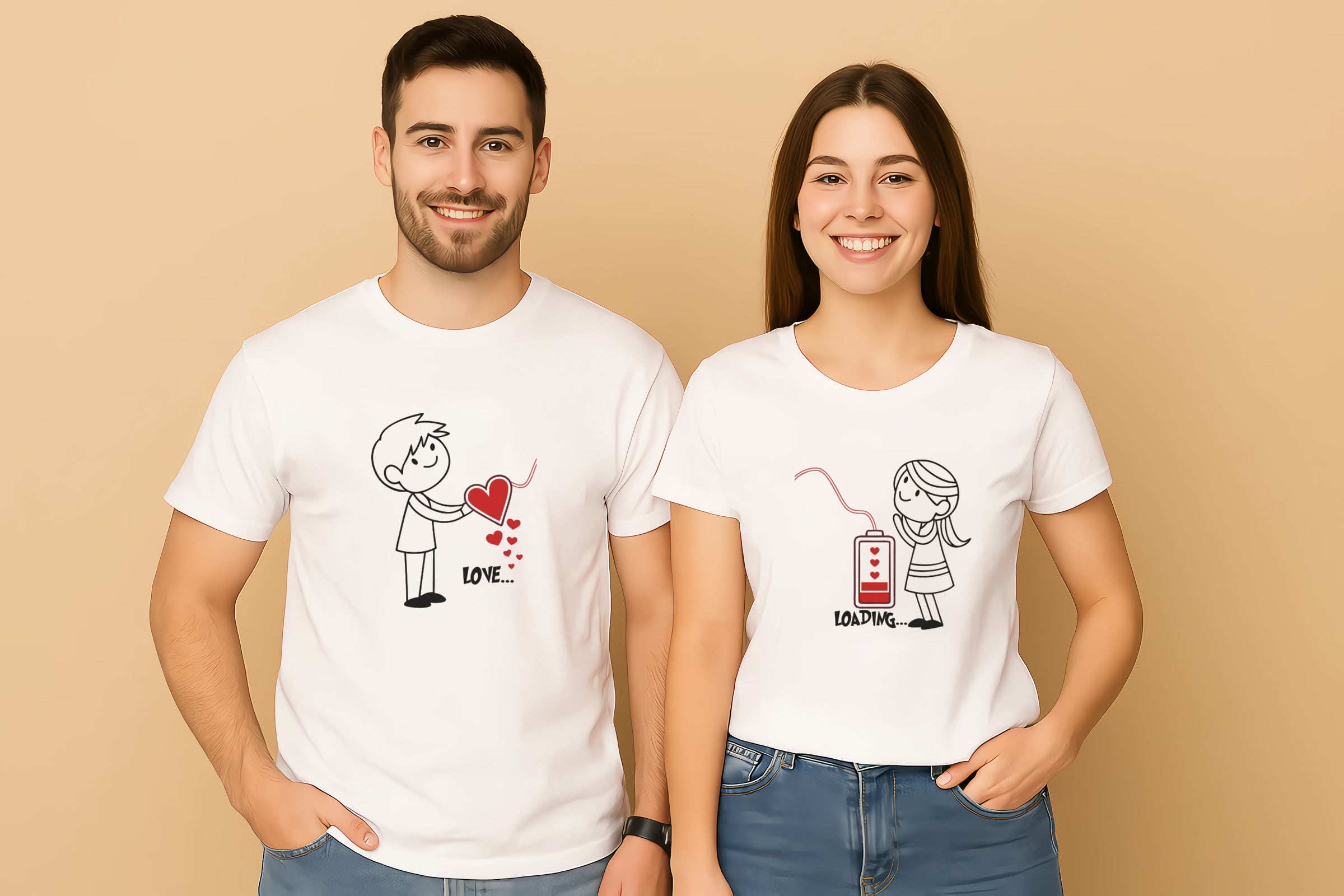 Love Loading Valentine Couple T-Shirt