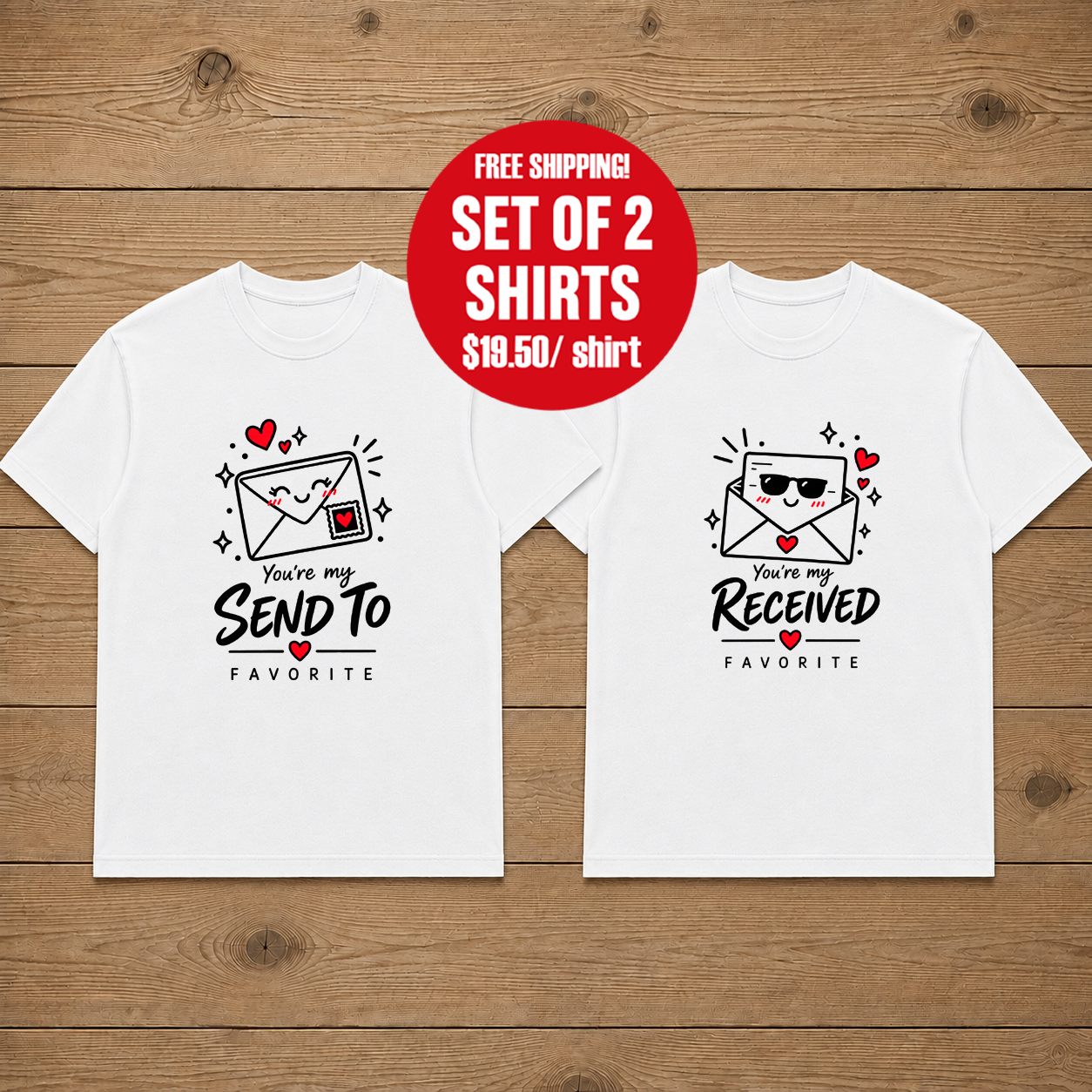 Lovely Couple Send and Recive Couple Matching T-Shirt