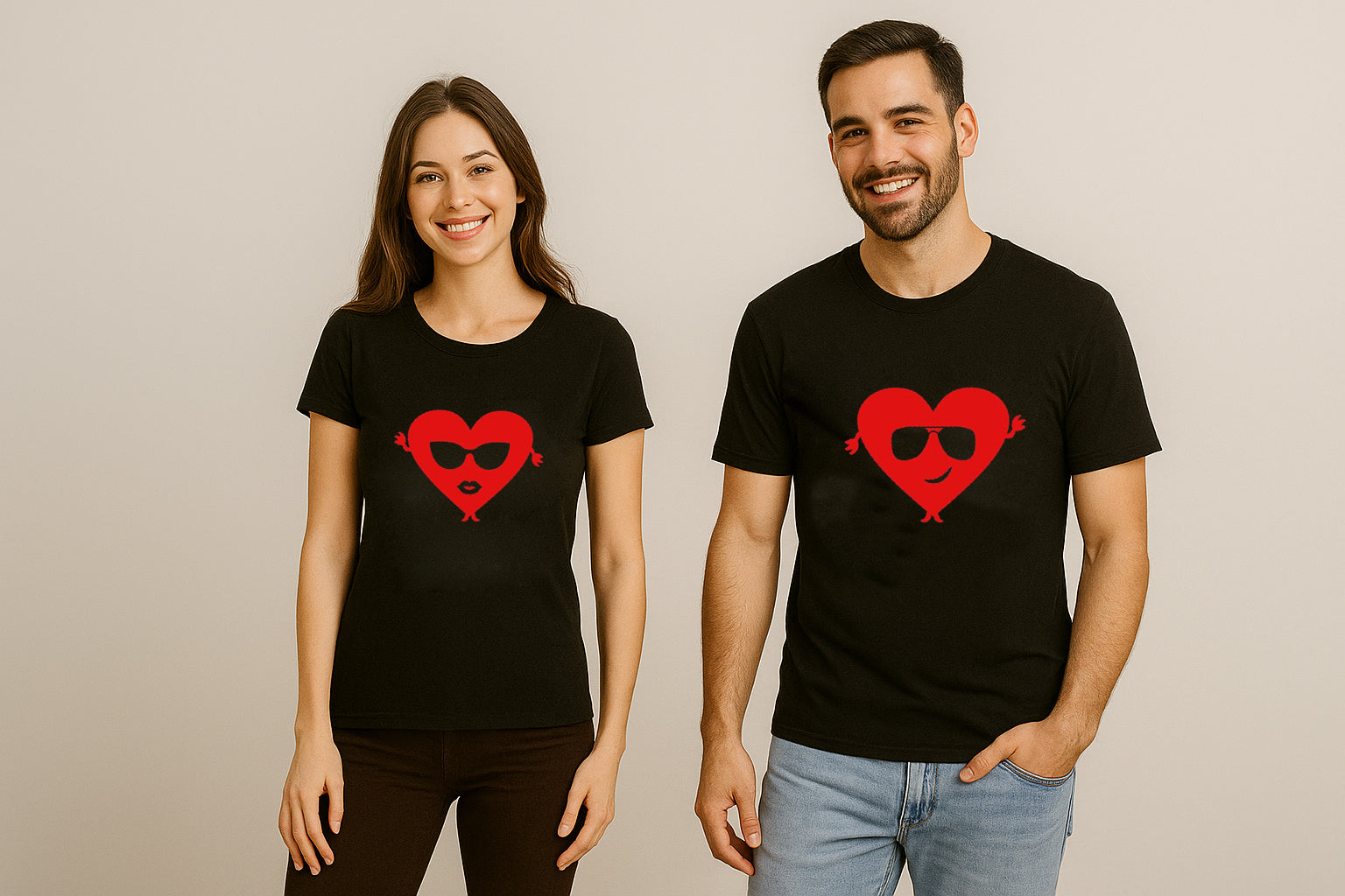 Matching Couple Heart Couple T Shirt