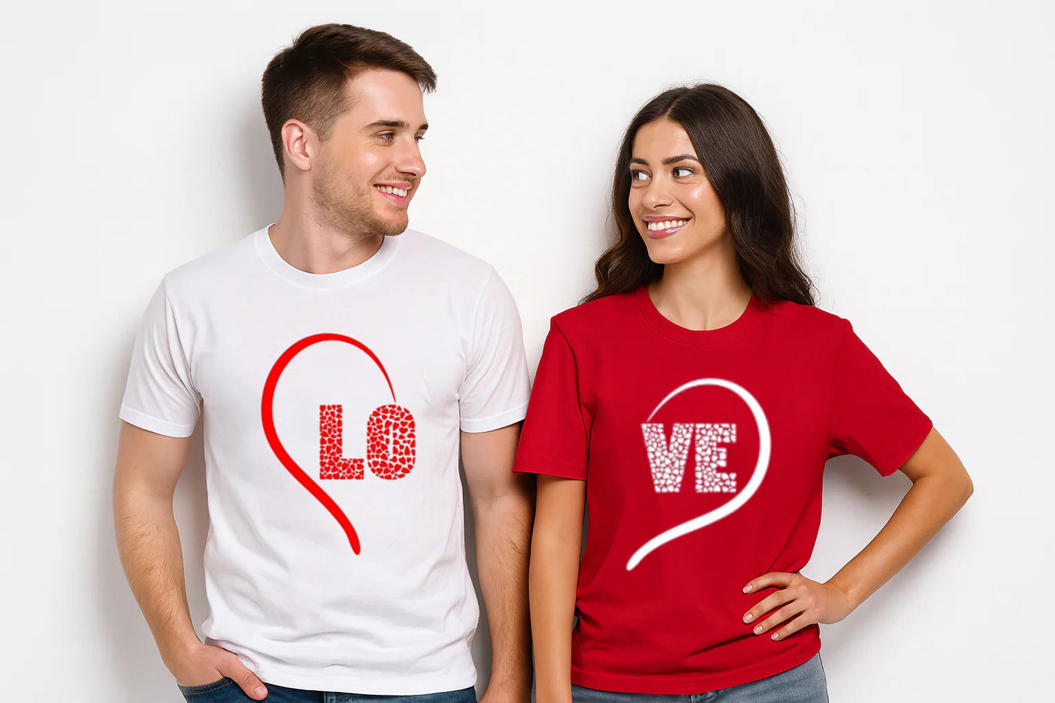 Matching Love Hearts Couple T-Shirt