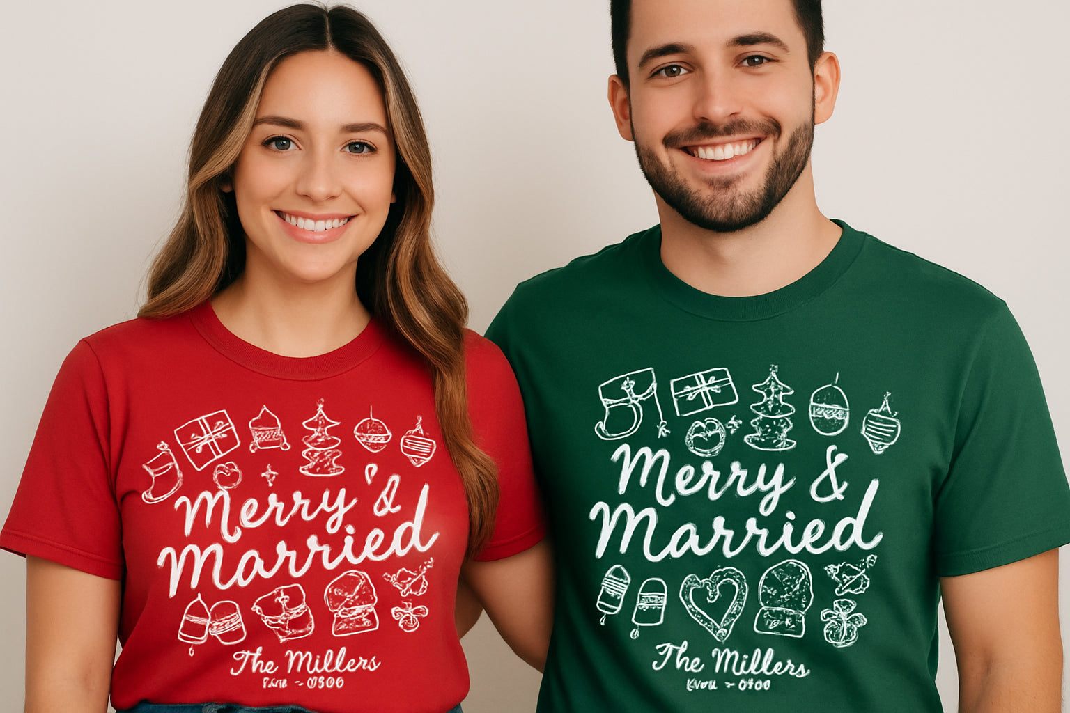 Merry and Married matching couple t-shirt