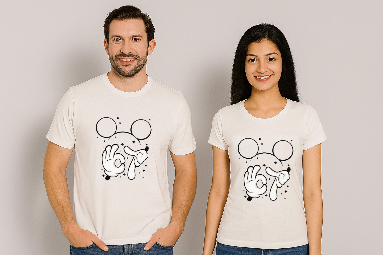 Mickey Friends 6 7 Christmas 2025 Disneyland Couple T Shirt