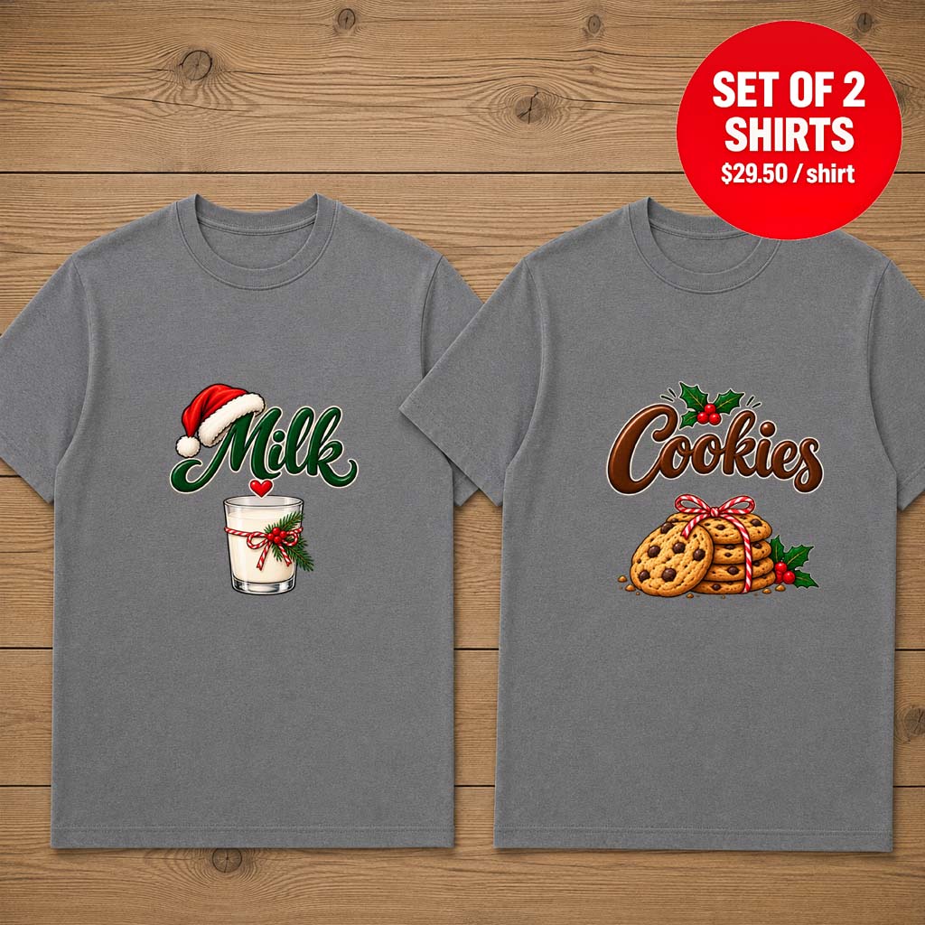 Milk and Cookie Chirstmas Couple Matching T-Shirt