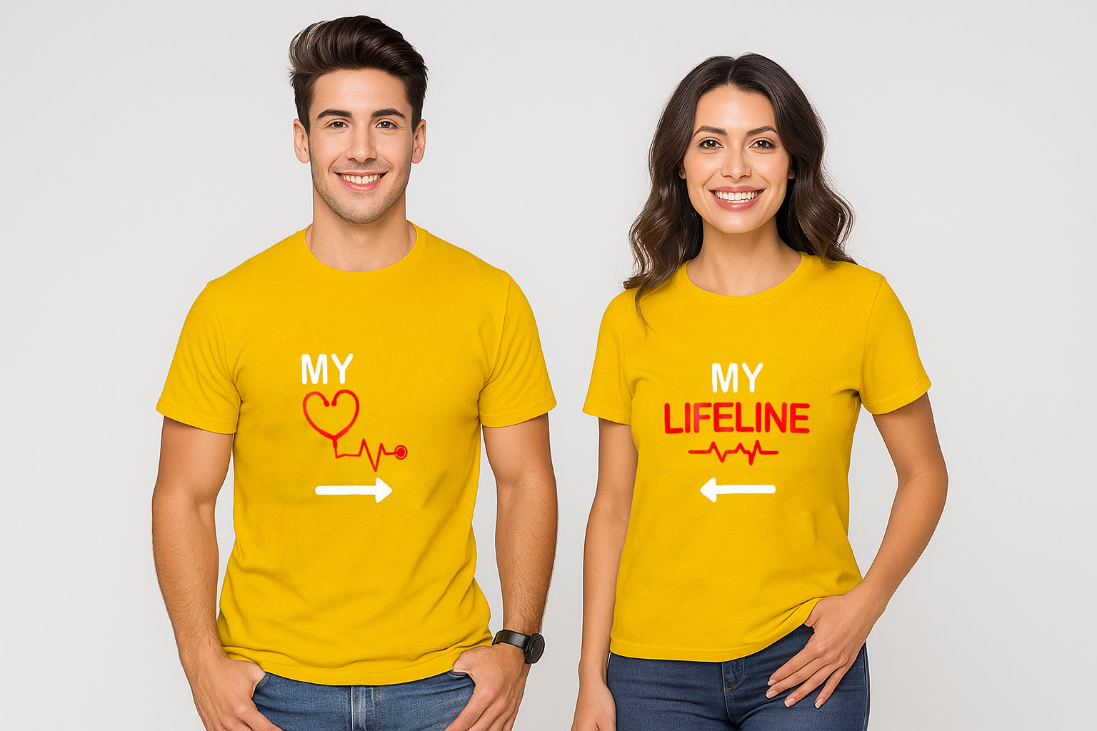 My Heartbeat My Lifeline Couple T-Shirt