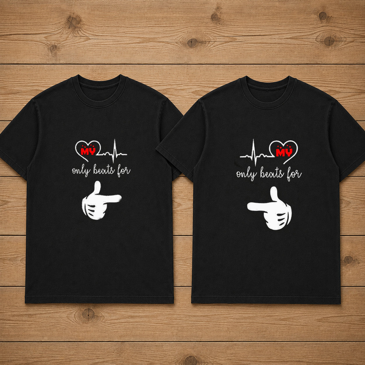 My Heart Only Beats For Her Couple T Shirt