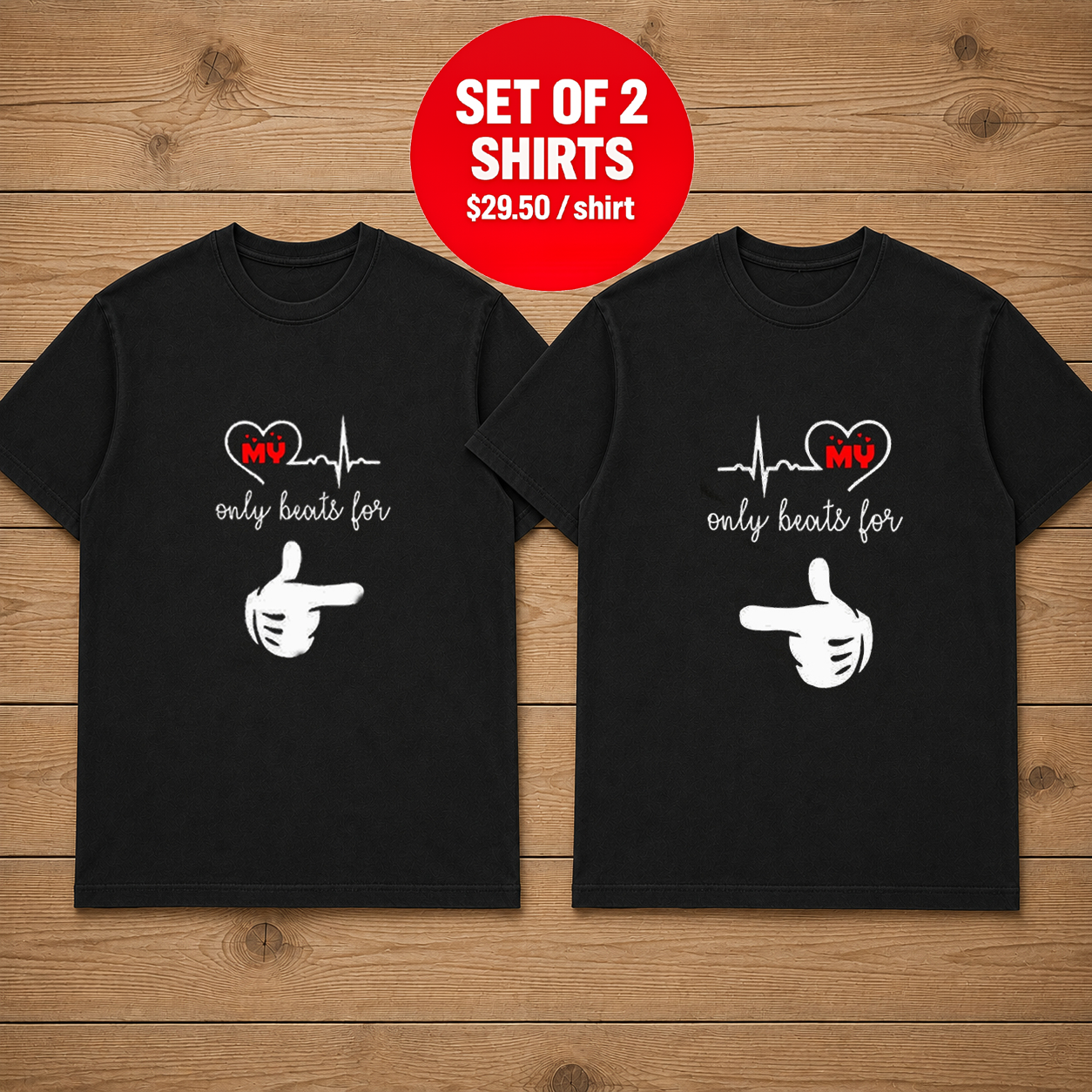 My Heart Only Beats For Her Couple T Shirt