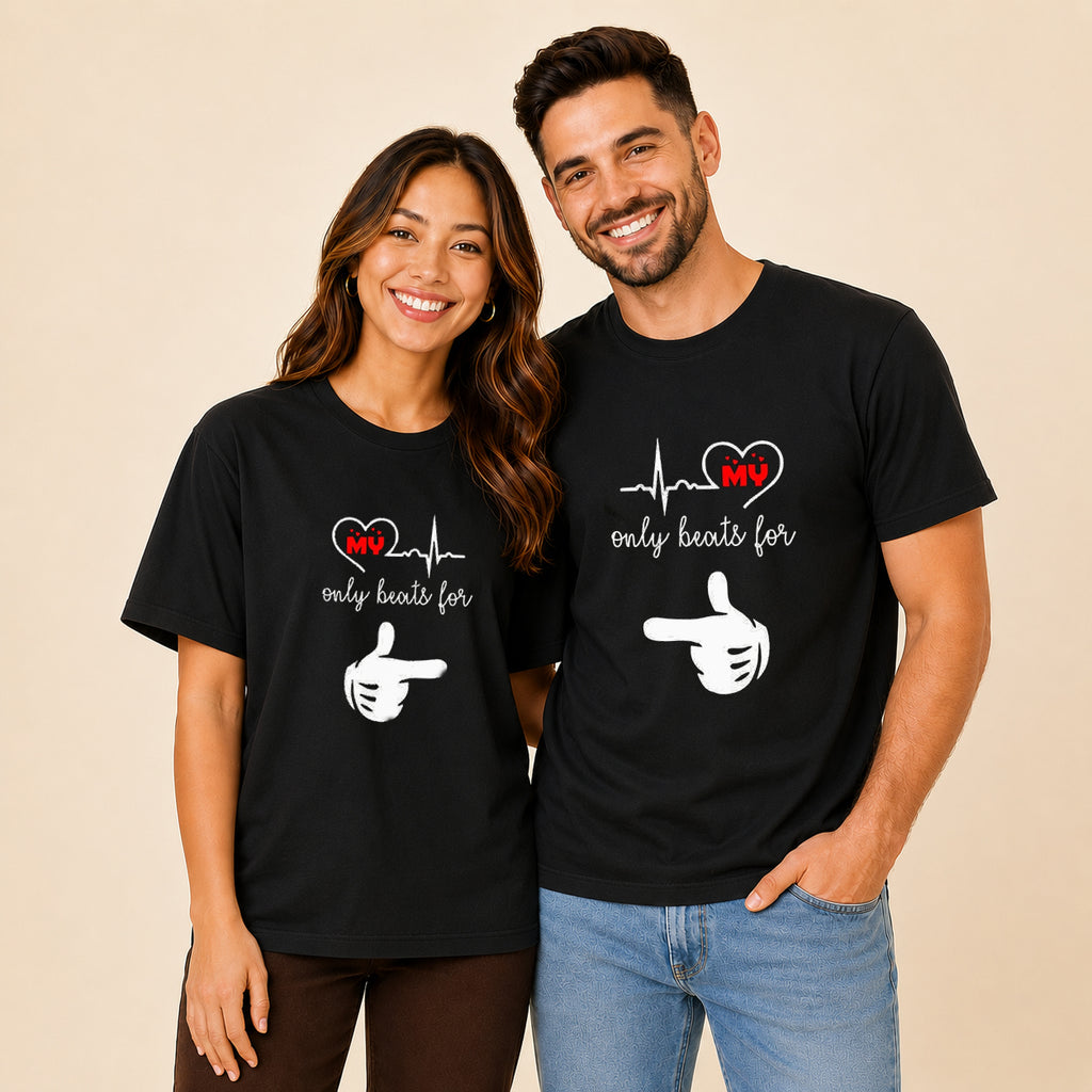 My Heart Only Beats For Her Couple T Shirt