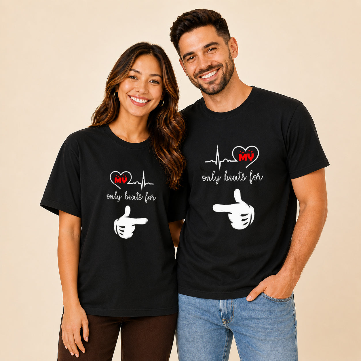 My Heart Only Beats For Her Couple T Shirt