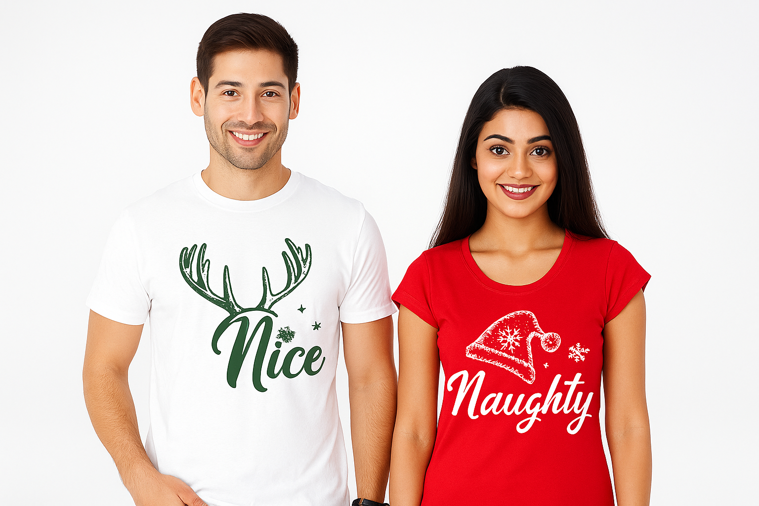 Nice Naught Couples Christmas Shirts
