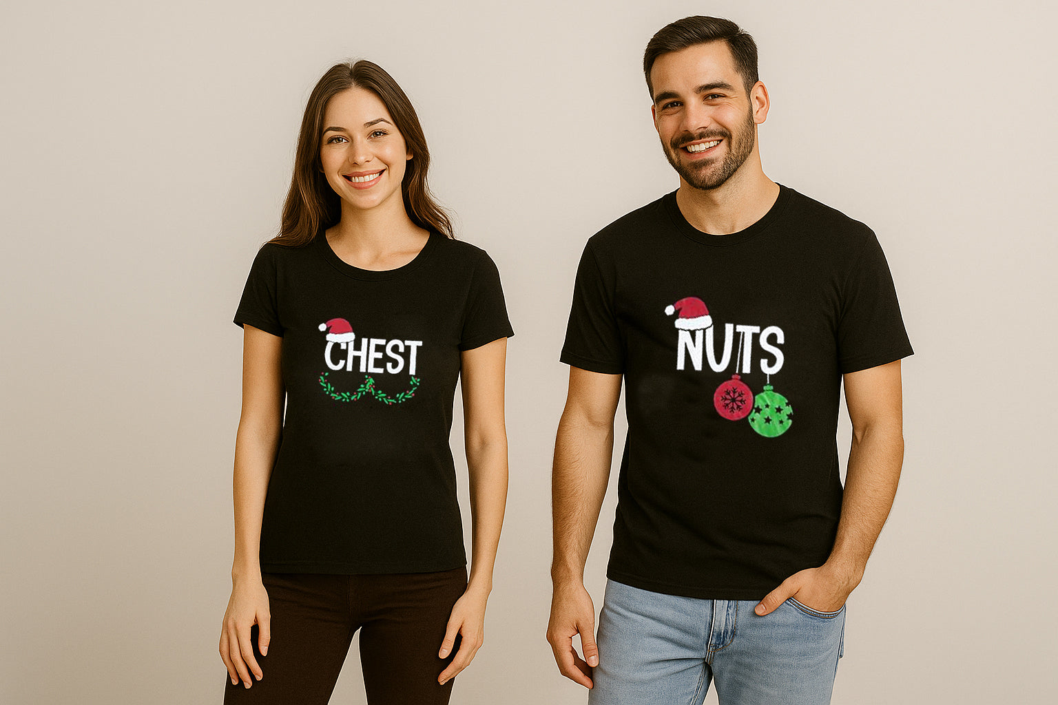 Nuts Chest Couple Christmas T-Shirt