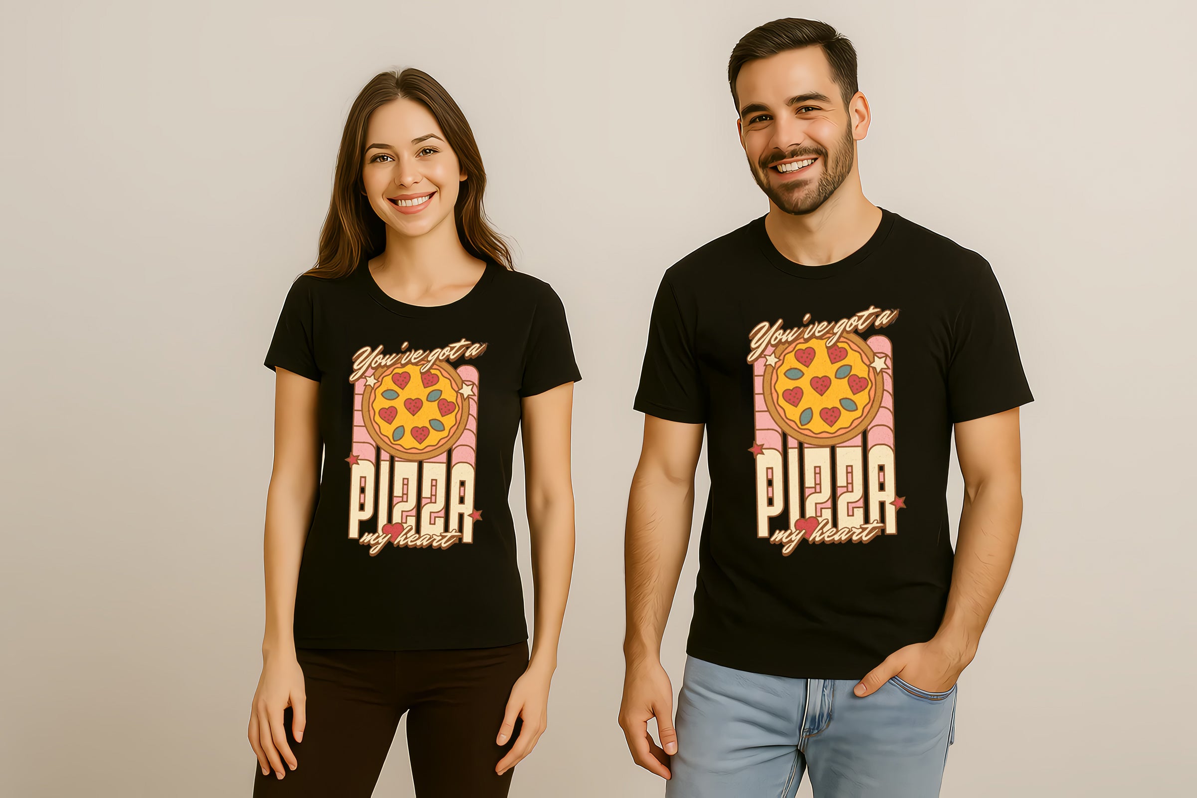 Pizza Valentines Couple T-shirt