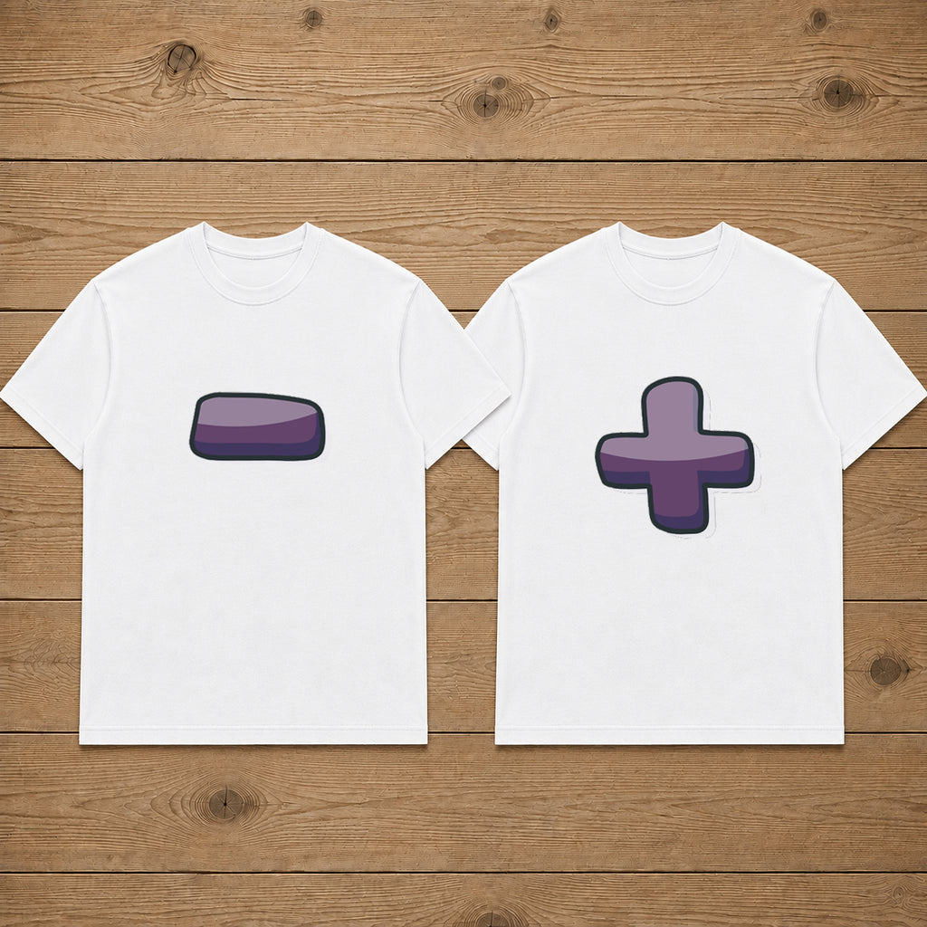 Plus Minus Matching Couple T Shirt