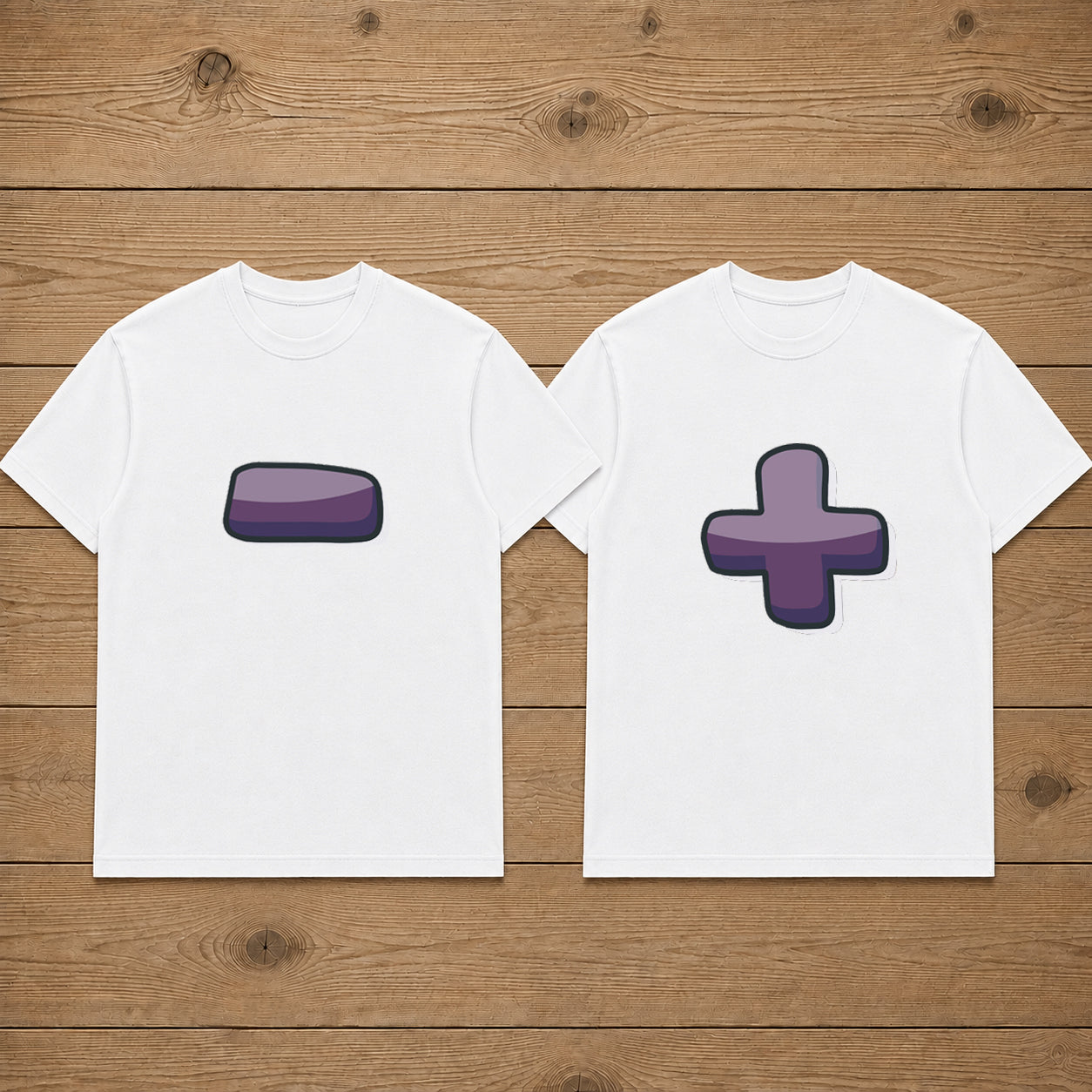 Plus Minus Matching Couple T Shirt