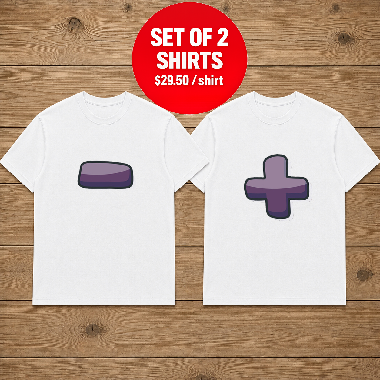 Plus Minus Matching Couple T Shirt