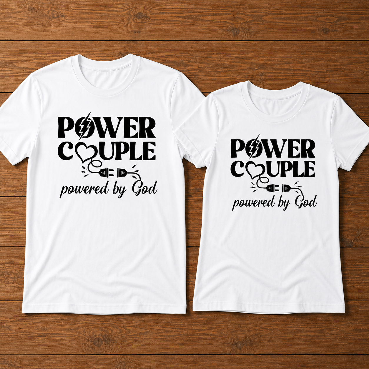 Power Couple Powered By God T-Shirt