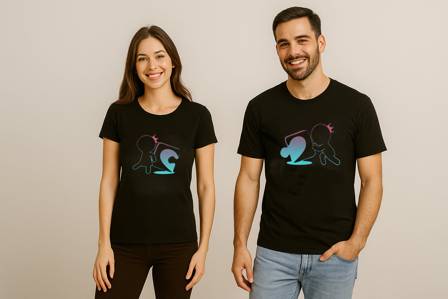 Puzzle Couple Printed T-Shirt