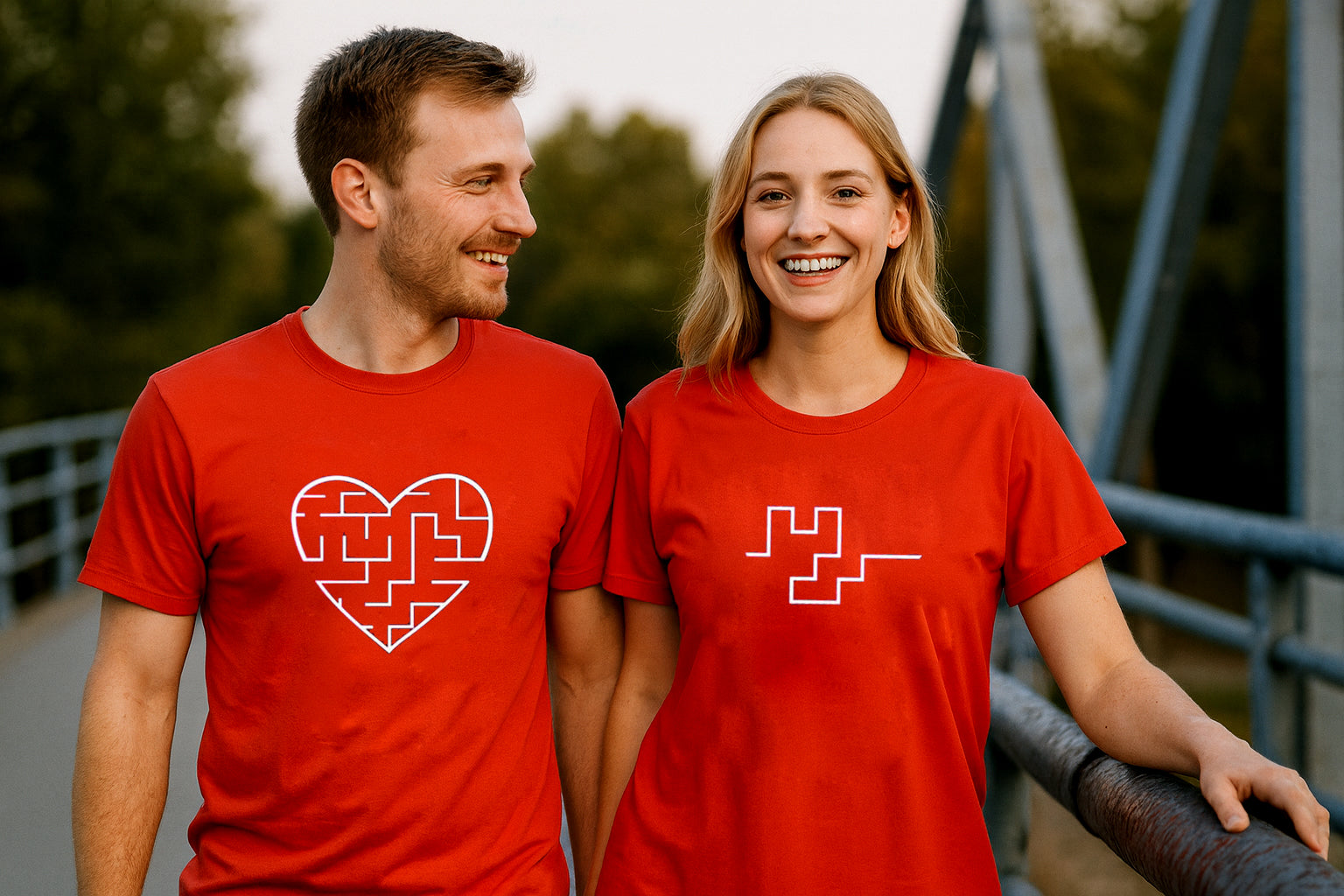 Puzzle Love Red Couple T Shirt