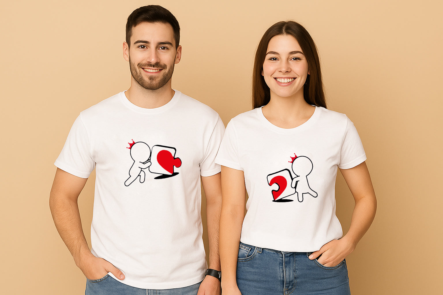 Puzzle Match Love Couple T-Shirt