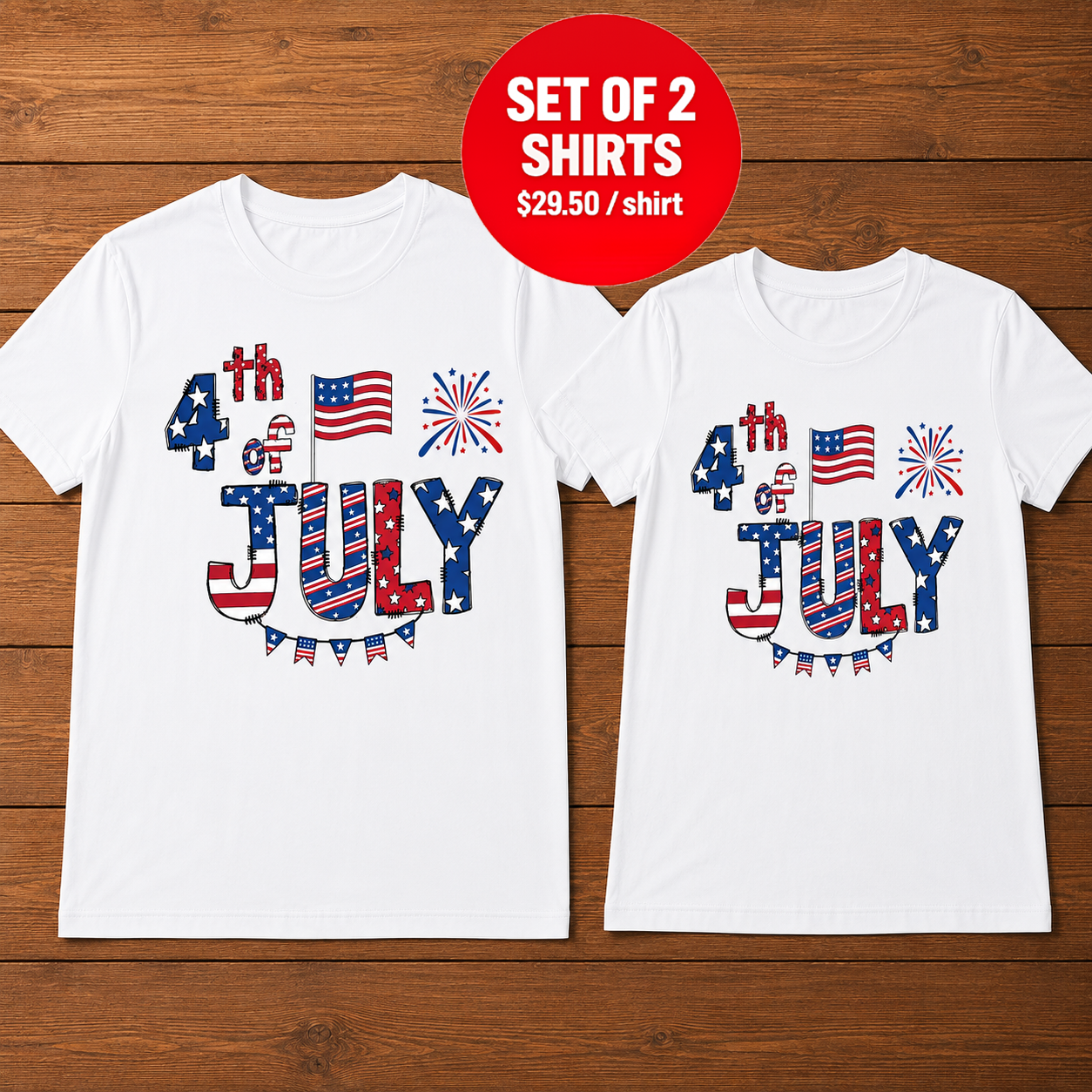 Red White Star 4th of July T-Shirt
