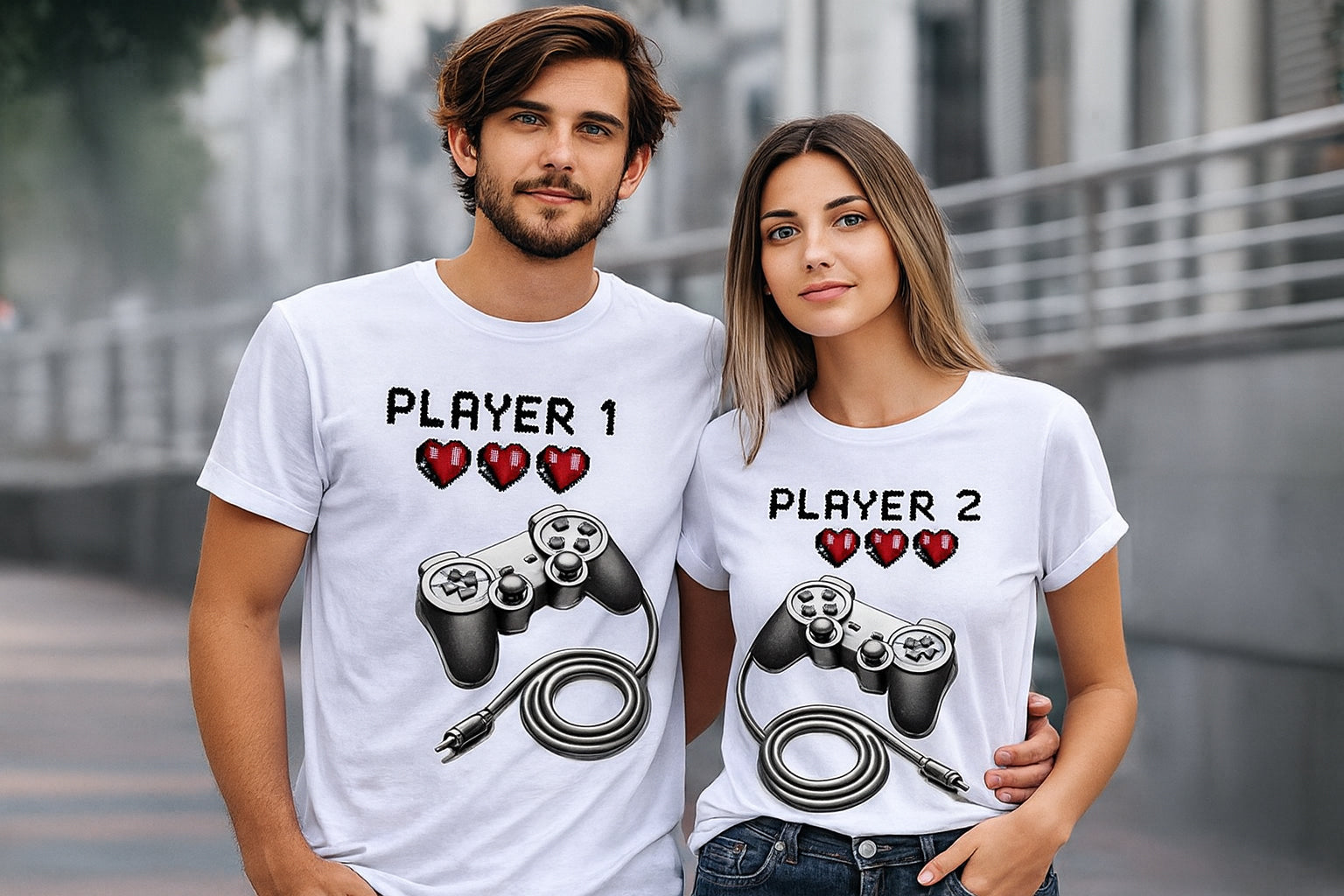 Remote Game Player 1 Player 2 Couple T Shirt