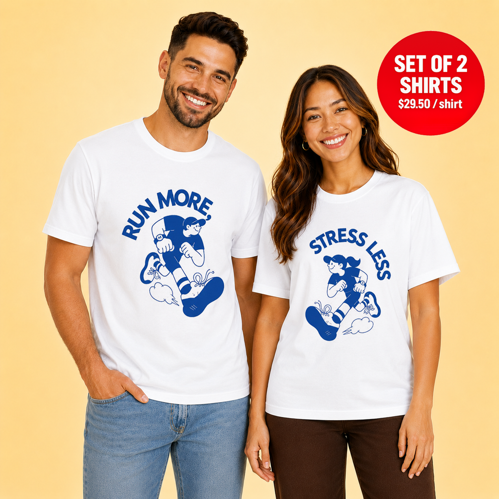 Run More Stress Less Couple Matching T-Shirts